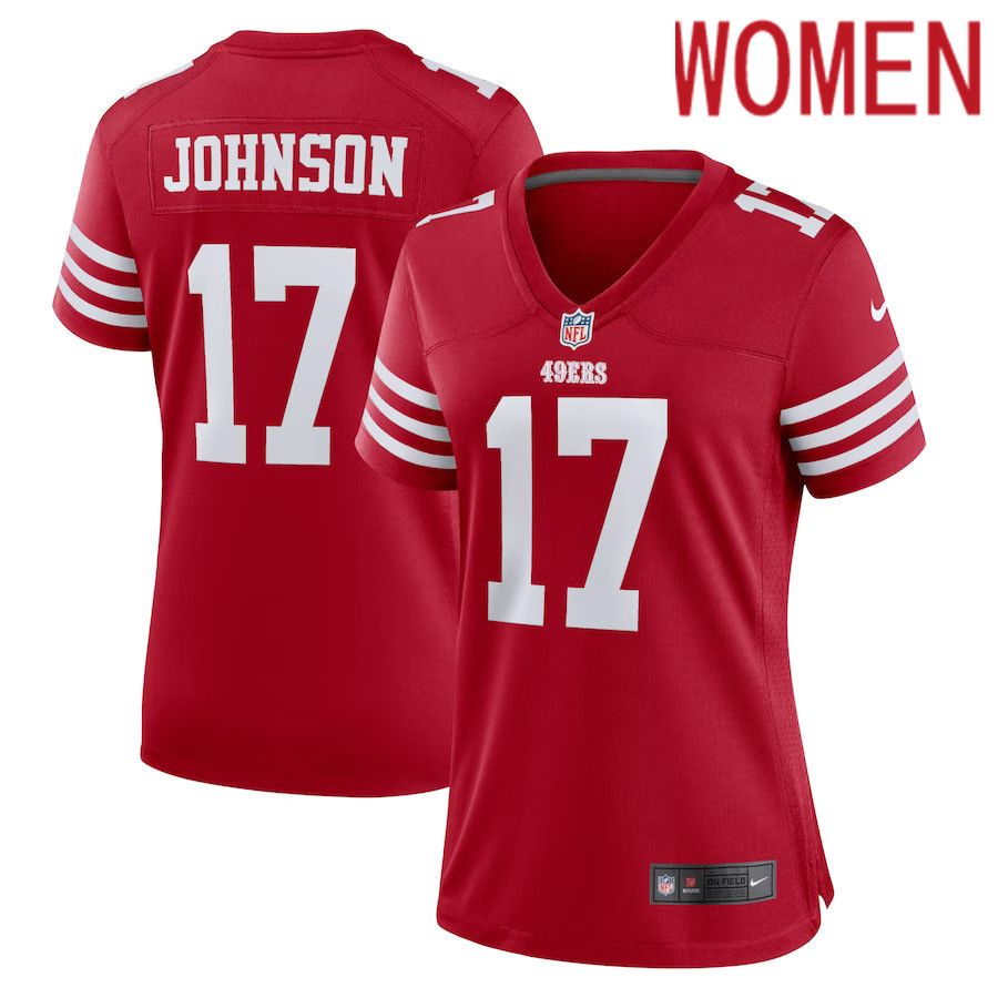 Women San Francisco 49ers #17 Josh Johnson Nike Scarlet Home Game Player NFL Jersey->women nfl jersey->Women Jersey